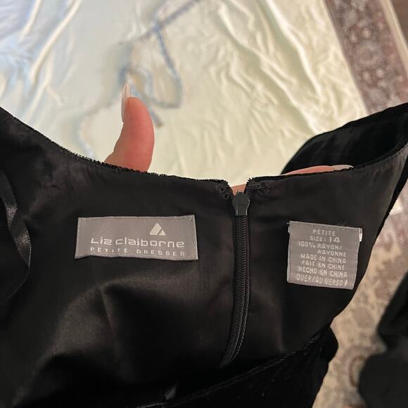 Vtg Y2K 2000s Black Velvet Sweetheart Neckline Dress 14 Whimsygoth Fairy Grunge - Picture 7 of 8